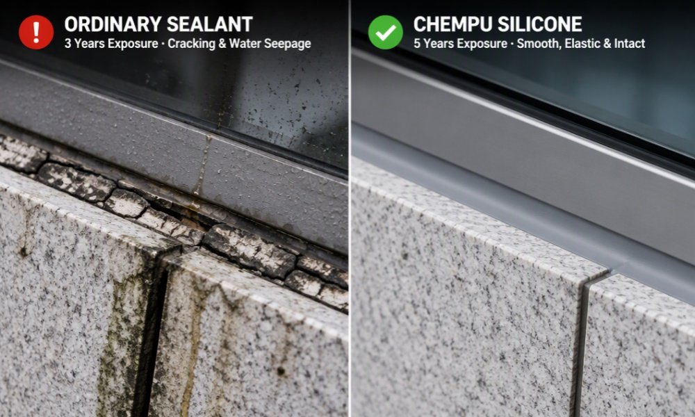 Glass Curtain Wall Failure Contrast: Inferior Sealant vs CHEMPU
